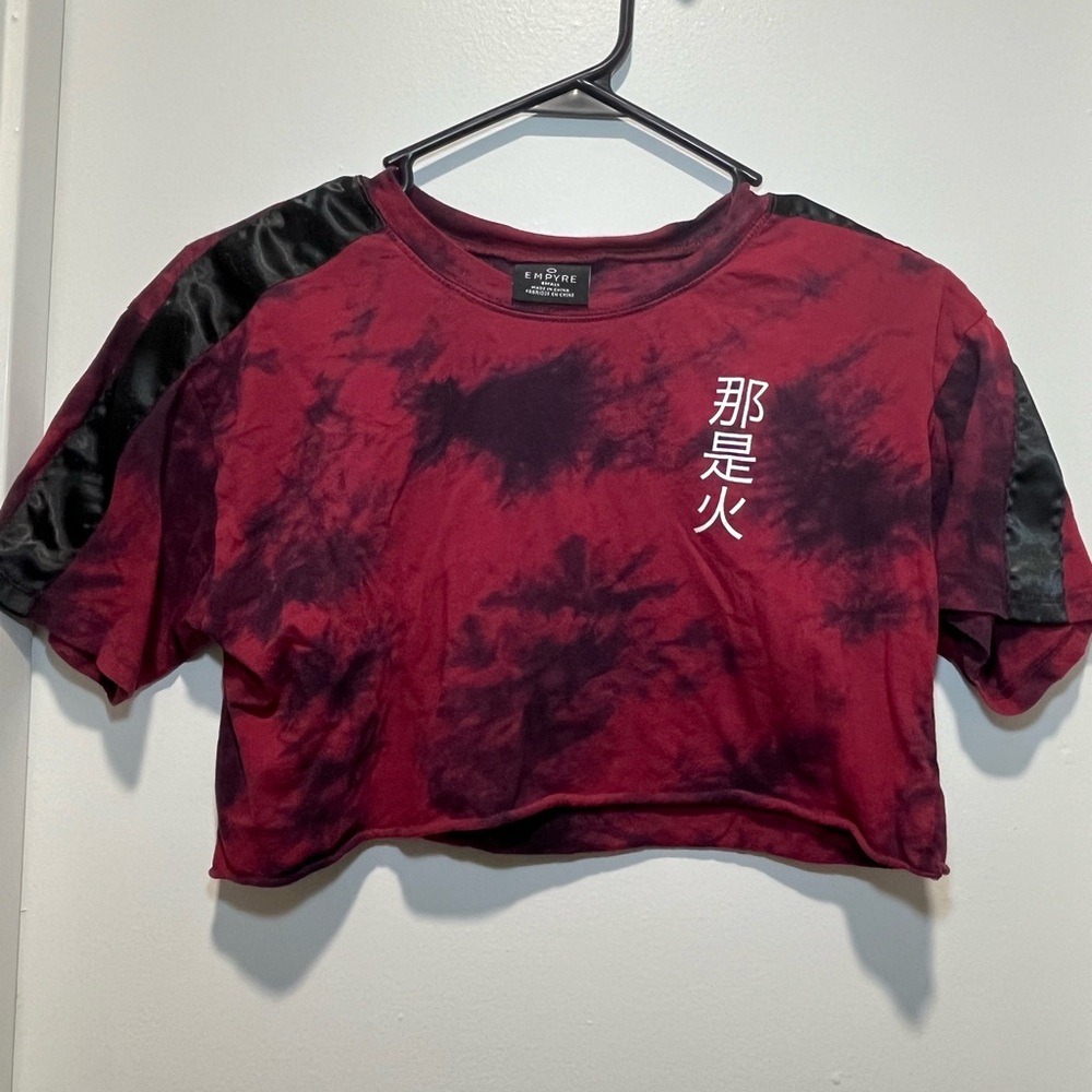 Empyre Red and Black Tie-Dye Crop Top